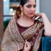 Dark Maroon Silk Weaving Saree - Image 5