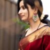 Red Cotton Plain Saree - Image 4