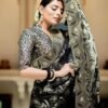 Black Silk Plain Saree - Image 4