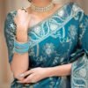 Blue Silk Plain Saree - Image 8