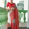Light Beige Silk Printed Saree - Image 4