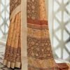Light Orange Cotton Zari Saree - Image 3
