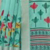 Turquoise Cotton Zari Saree - Image 4