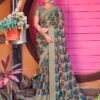 Dark Khaki Georgette Printed Saree