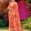 Dusty Peach Georgette Woven Saree