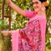 Pink Georgette Woven Saree - Image 2