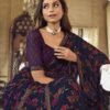 Navy Blue Georgette Printed Saree - Image 2