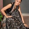 Black Satin Printed Saree - Image 3