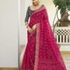 Rani Pink Chiffon Bandhani Saree