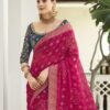 Rani Pink Chiffon Bandhani Saree - Image 2