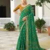 Green Chiffon Bandhani Saree