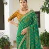 Green Chiffon Bandhani Saree - Image 2