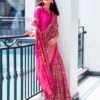 Magenta Silk Printed Saree - Image 3