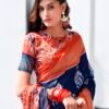 Rust Silk Printed Saree - Image 5