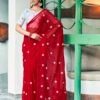 Red Georgette Embroidery Saree