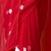 Red Georgette Embroidery Saree - Image 9
