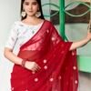 Red Georgette Embroidery Saree - Image 6