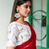 Red Georgette Embroidery Saree - Image 7