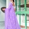 Lavender Georgette Embroidery Saree - Image 2