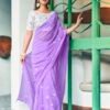 Lavender Georgette Embroidery Saree - Image 4