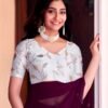 Deep Purple Georgette Embroidery Saree - Image 4