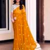 Turmeric Georgette Embroidery Saree