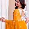 Turmeric Georgette Embroidery Saree - Image 6