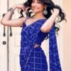 Dark Blue Georgette Printed Saree - Image 5