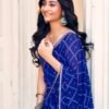 Dark Blue Georgette Printed Saree - Image 3