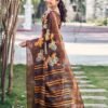 Dark Brown Cotton Printed Saree - Image 3