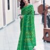 Green Cotton Printed Saree - Image 3