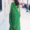 Green Cotton Printed Saree - Image 4