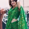 Green Cotton Printed Saree - Image 6