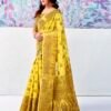 Yellow Silk Plain Saree - Image 2