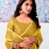 Yellow Silk Plain Saree - Image 6