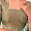 Blue Silk Plain Saree - Image 6