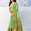 Light Green Silk Plain Saree - Image 2