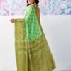 Light Green Silk Plain Saree - Image 4