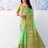 Light Green Silk Plain Saree - Image 5