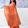 Peach Silk Plain Saree - Image 3