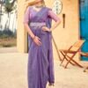 Lavender Chiffon Plain Saree - Image 4