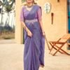 Lavender Chiffon Plain Saree - Image 6