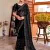 Black Georgette Plain Saree - Image 3