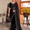Black Georgette Plain Saree - Image 2