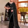 Black Georgette Plain Saree
