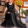 Black Georgette Plain Saree - Image 6