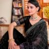 Black Georgette Plain Saree - Image 5