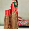Red & Green Silk Saree - Image 4