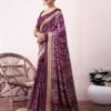 Deep Purple Silk Printed  Saree - Image 2