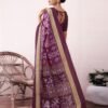 Deep Purple Silk Printed  Saree - Image 4